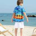 westwolf Little Big Boys Hawaiian Shirts Button Down Short Sleeve Tops Hawaiian Shirt for Kids 3-14T (7-8 Years, 02 Blue Palm)