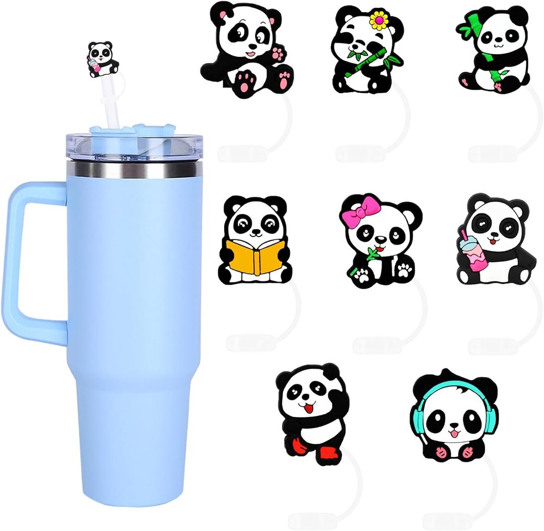 8 Packs Straw Cover Cap for Stanley Cup, Silicone Straw Topper Compatible with 30&40 Oz Tumbler with Handle, 10mm Reusable Straws Tips Lids, White