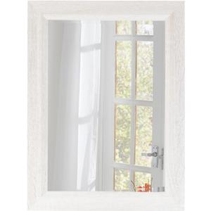 Small Rustic White Bathroom Mirror, 11.8x15.8inch Wooden Frame Rectangle Wall Mirror, Hanging Horizontally or Vertically, Suitable for Living Room, Bathroom Bedroom, Entryway