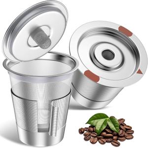 Reusable k Cup Coffee Filters,Universal stainless steel Refillable k Cups Filter Use for Keurig 2.0 and 1.0 Coffee Makers-brewers (2 stainless steel)