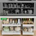 PAKETA 4 Pack Expandable Pull Out Cabinet Organizer, 21'' Deep Pull Out Drawers for Cabinets,Upgrade 3 Slide Rails Sliding Drawer for Kitchen Cabinet Organizer with Adhesive Nano Film (White)