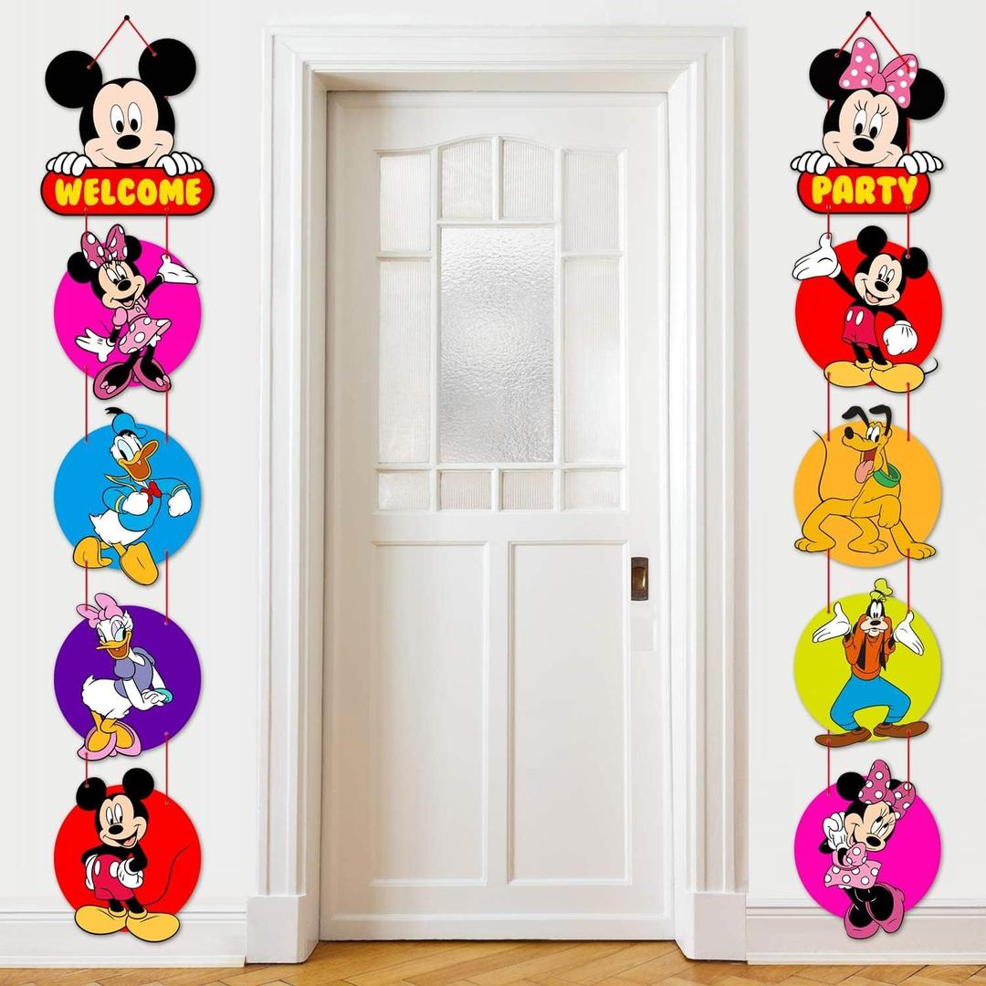 Mouse Birthday Party Supplies, Door Sign Porch Sign Welcome Banner for Mickey Party Decorations