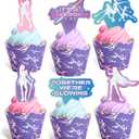 xo, Fetti Pop Star Cupcake Toppers and Wrappers - 24 Pc Set | Birthday Party Supplies, Concert Theme, Iridescent Foil, Fandom Decor, Music Party, Purple Holographic