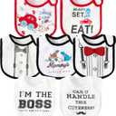 7Pcs Cotton Waterproof Baby Bibs Hook Loop Closure Newborn Bib Keepsake Baby Gift for Drooling Feeding Eating