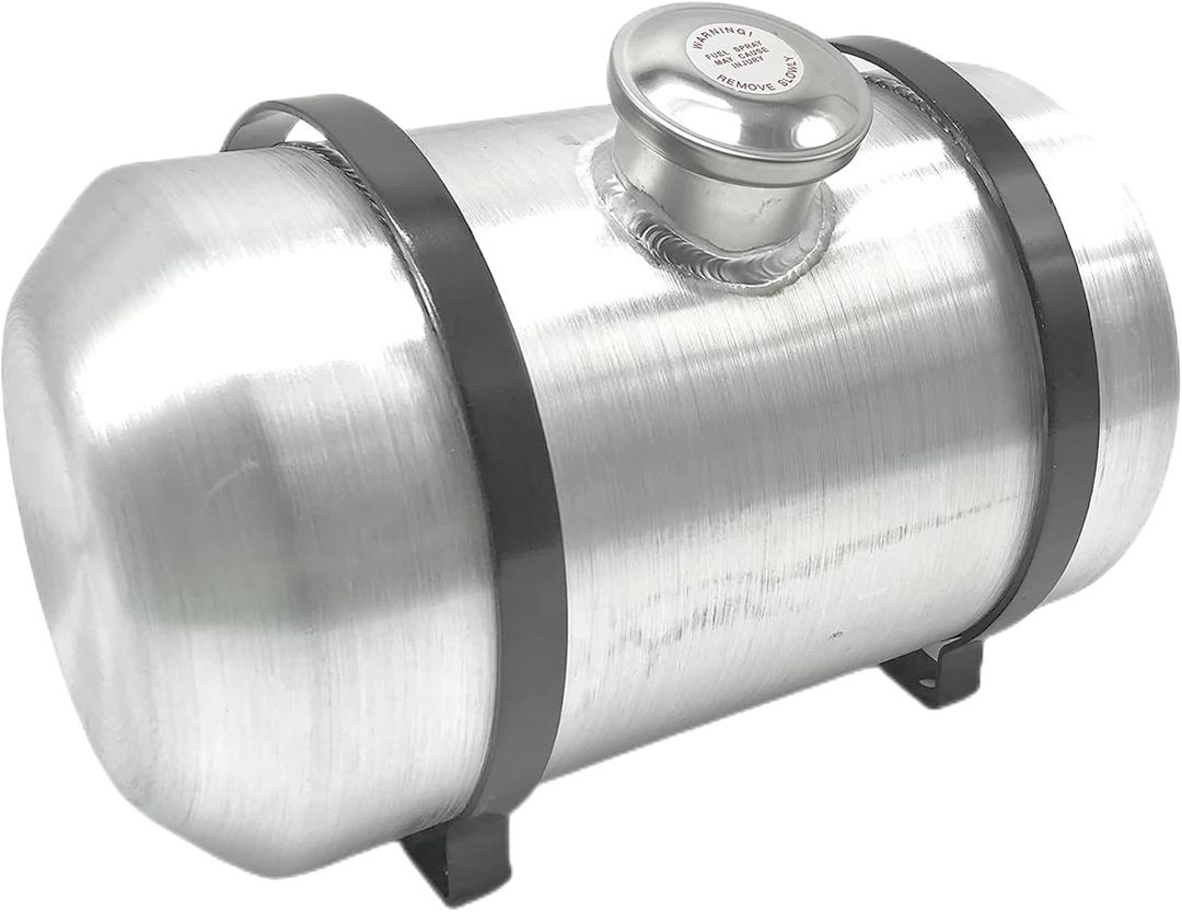 JSD 2.9 Gallons 8" x14" Spun Aluminum Gas Tank / Fuel tank With Internal Baffle Center Fill 1/4" NPT