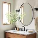 ANDY STAR Black Oval Mirror, 24x32'' Matte Black Metal Framed Oval Wall Mirror, Modern Black Vanity Mirror in Stainless Steel Frame, Wall Mount Horizontal or Vertical