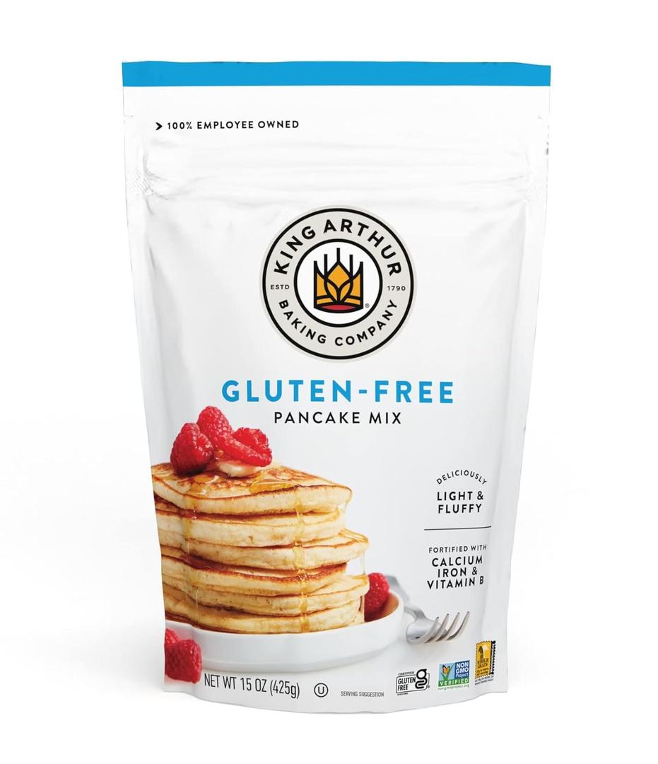 King Arthur Gluten Free Classic Pancake Mix: Fluffy, Delicious Breakfast Delight - Non-GMO, Kosher Certified, 15 oz (Pack of 6) - Makes Perfect Pancakes and Waffles with 21g Whole Grains per Serving, BB Date: 11/6/2026