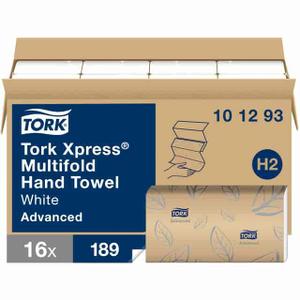 Tork Advanced Xpress Multifold Hand Towel, 3-Panel, 2 Ply, Multifold, 9.10" Width x 9.50" Length, White, 189/Bundle, 16 / Carton