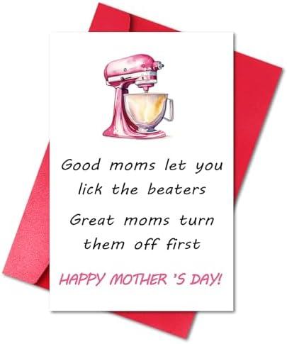 Pack of 3 LYMEQING Funny Mother’s Day Card for Mommy Wife Her Women, Hilarious Mother’s Day Gift Card from Daughter Son Husband (Good Moms Let You Lick the Beaters, Great Moms Turn Them Off First)