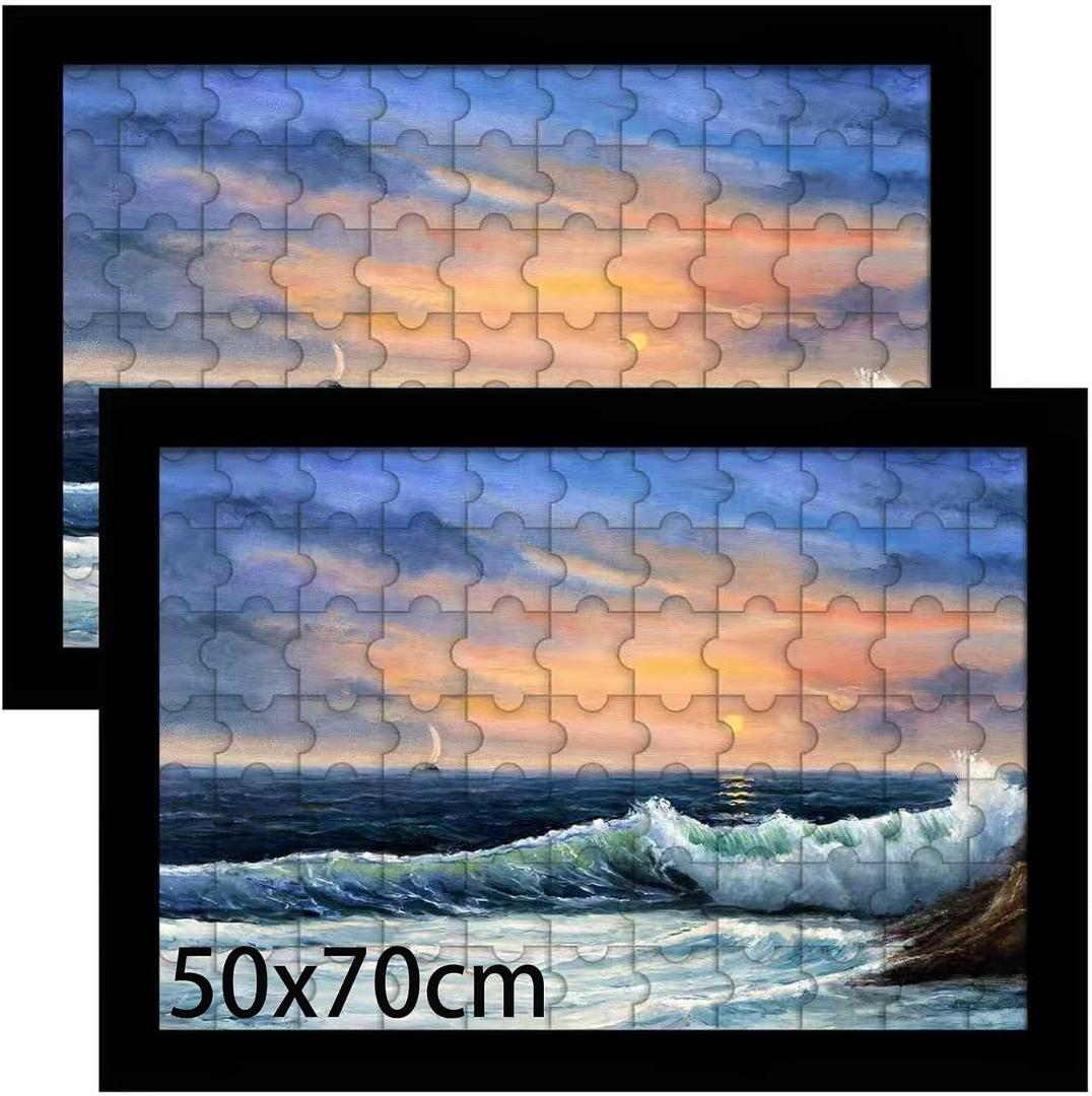LUCKYLIFE 19.7x27.6 Puzzle Picture Frame, Wall Hanging Poster Frames, Display Pictures 19.7 x 27.6 without Mat, Pack of 2, Black