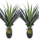 3ft Artificial Spiked Agave Plant, 36" Faux Agave Plants Indoor Small Floor Plant Perfect for Front Porch, Patio, Indoor Home, Office Decor (Set of 2)