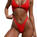 Tainehs Womens Sexy One Piece Bikini Swimsuits High Cut Cheeky Swimwear Thong Bottoms Bathing Swimsuits (Small, Red)