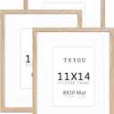 11x14 Picture Frame wooden set of 3, 11x14 mat to 8x10 Modern Style Wood Composite frames 11by14 Poster Fram Tempered Glass Photo Frames for Wall Art Prints for Home Decor