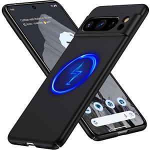 Magnetic Ultra Thin Frosted Designed for Google Pixel 8 Pro Phone Case 6.7 inch Slim Minimalist Lightweight Matte Hard PC Compatible with MagSafe Cover Protective Bumper Case-Black