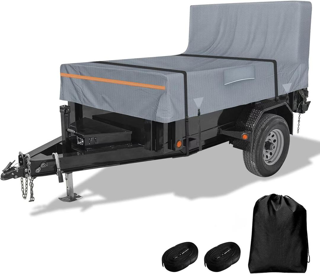 5x8 900D Dump & Utility Trailer Cover, All-Weather Protection Waterproof Windproof Cover Compatible with Big Tex PJ Load Sure-Trac and Diamond C Trailer