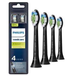 Philips Sonicare Genuine W DiamondClean Toothbrush Heads, 4 Brush Heads, Black, HX6064/95 (4 Count (Pack of 1))