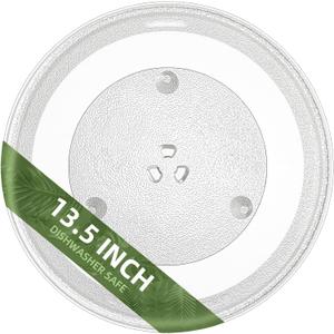 13.5" 340mm Microwave Turntable Plate Compatible with Panasonic F06015Q00AP F06014T00AP, 13 1/2 inch Replacement Microwave Glass Plate for GE WB49X10114 (13.5" Small Coupler Hole)