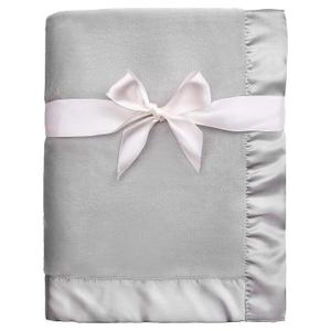 Pro Goleem Fleece Baby Blanket with Satin Trim, 30x40 Inch, Grey