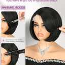 Quantum Love Straight Short Bob Wig Natural Black Side Part Layered Straight Bob Short Wigs for Women Synthetic Hair Glueless Realistic Hairline(Natural Black 10inch)