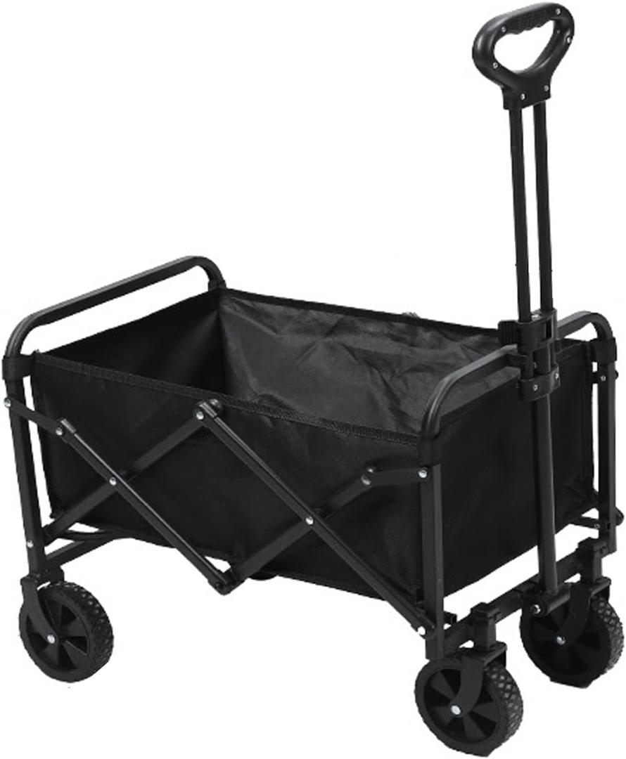 50L Collapsible Wagons Carts,Foldable Shopping Wagon Cart150lbs Weight Capacity Beach Wagon with Wheels,Collapsible Folding Utility for Camping, Garden, Sports, Shopping (Black)