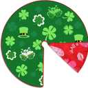 36 Inch Valentine's Day Tree Skirt Love Heart Clover Double Sided Print Mat St. Patrick's Day Tree Skirt Christmas Tree Skirt for Holiday Party Decoration
