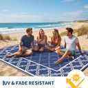 Garvee Reversible Outdoor Rug 9x12, Waterproof Outdoor Plastic Straw Rug with Interlacing Pattern, RV Mat for Picnics, Patio, Camping, Balcony, Deck, Backyard, Porch, Blue