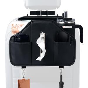Upgraded Car Tissue Holder,Car Seat Back Organizer With Cup Holder,Premium PU Leather Headrest Seat Back Storage Fits For Kleenex Tissue Box (50-230ct) (1PCS)