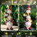 twinbling 17 in Large Garden Gnome Statue with Solar Lights Sculptures Funny Triple Big Gnome Outdoor Patio Lawn Yard Balcony Garden Home Decor Gifts for Women Mom