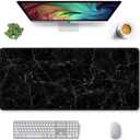 Auhoahsil Large Mouse Pad, Full Desk XXL Extended Gaming Mouse Pad 35" X 15", Waterproof Desk Mat with Stitched Edges, Non-Slip Laptop Computer Keyboard Mousepad for Office and Home, Marble Design (43 Calm Black Marble)