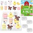Blueweenly 15Pcs Adopt a Pet Farm Party Favors Mini Stuffed Animals Set Includes12 Small Farm Stuffed Animals 2 White Plastic Fence 1 Sign for Adopt A Pet Party Birthday Gifts
