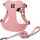 BELLA & PAL Adjustable Step-in Dog Harness, Puppy No-Pull Vest with Leash Set for XS/Small & Medium Dog, Breathable All-Weather Mesh, Reflective Strip, Secure Hook & Loop, Buckle Closure (XS (chest: 13-16"), Pink)