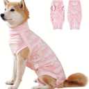 Coppthinktu Dog Onesie for Surgery Female, Breathable Dog Surgery Spay Recovery Suit, Dog Cone Alternative, L Size, Pink, Polyester Blend