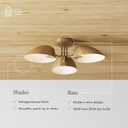 Nathan James Argo Semi Mount Flush Ceiling Light, 3-Lights Modern Retro Lighting with Black Rounded Shades for Hallway, Dining Room and Bedroom, Vintaged Brass