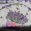 Lavender Flowers Butterfly Tablecloth Spring Summer Round Table Cover Washable Table Cloth for Home Kitchen Party Picnic 60 Inch