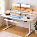 COMHOMA Electric Standing Desk with Drawers, 48 x 24'' Sit Stand up Desk with Monitor Stand, Laptop Stand, Height Adjustable Ergonomic Home Office Computer Desk with Memory Preset Controller (White)