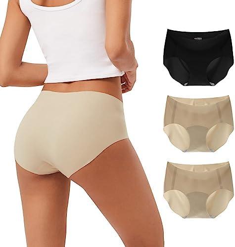 INNERSY Women's Seamless No Show Hipster Panties Invisible Light Underwear 3-Pack, Size S 