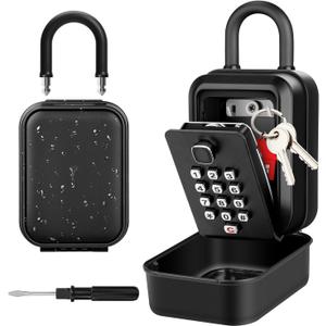 Portable Key Lock Box, Waterproof Sturdy Lock Box for Keys with Code, Hide a Key Outside, 12-Digit Combination Lockbox Resettable Code Key Safe for Home, Office, Apartment, Warehouse