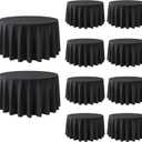 10 Pack Black Round Tablecloths 120 Inch Round Table Cloth Wrinkle Resistant Black Tablecloth Washable and Reusable Polyester Fabric Table Covers for Banquet Wedding Party Dining Buffet