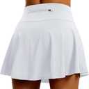 Women's High Waist Pleated Tennis Skirt with 4 Pockets Lightweight Athletic Golf Skorts Skirts for Running Workout (White, S)