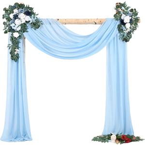 Wedding Arch Draping Fabric,2 Panels 28" x18ft Baby Blue Wedding Arch Drapes for Ceremony Sheer Chiffon Fabric Drapes Arbor Drapery Decorations for Reception Party