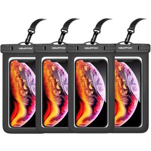 Waterproof Cell Phone Pouch : 4 Pack Float Clear Cell Holder Protector with Lanyard - Universal Floatable Water Proof Dry Bag for iPhone Samsung Galaxy for Beach Swimming Pool