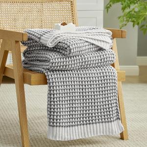 Amlie Home Knit Throw Blanket, Soft Chenille Cozy Breathable Pineapple Chunky Decorative Blanket for Couch, Bed & Sofa, French-Inspired Lightweight Warm Gift for Women, Gray, 60"x80"
