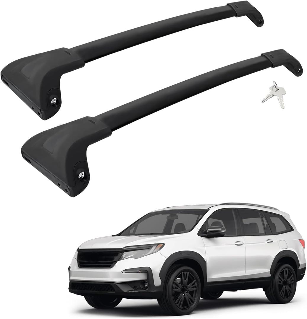 Car Roof Rack Cross Bars Compatible with 2016-2022 Honda Pilot (for Side Rails), Aluminum Lockable Roof Cross Bars for Kayak Bike Rooftop Cargo Carrier Bag Basket Luggage