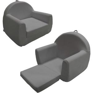 Toddler Couch, Soft Kids Couch Bed Fold Out, 2-in-1 Kids Chairs Comfy, Toddler Chairs Comfy 1-11 Years Old，Toddler Chairs Comfy, Kid Sofa Lounge Chair(100% Polyester, Dark Grey, 27.5"×17.7"×20.8")