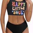 Womens Bikini Set Cute Tank Top with Sexy Bottom Swimsuit Two Pieces Summer Beach Bathing Suit ,XL