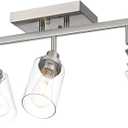 MELUCEE 5 Light Bathroom Light Fixtures Multi-Directional Rotating Track Lighting Kit Brushed Nickel, Ceiling Spotlight Fixture for Kitchen Foyer Bath, Clear Glass Shade