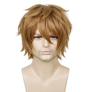 Max Beauty Unisex Anime Short Brown Cosplay Wigs With Bangs Heat Resistant Hair for Party and Halloween for Gift + Free Cap