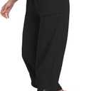 Capri Pants for Women Wide Leg Summer Beach Capris High Waist Casual Palazzo Pants Cropped Loose Pants with Pockets, Size L (Black)