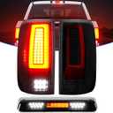 LED Tail Lights + 3rd Brake Light Compatible with Ford F150 2004-2008 Fleetside/Styleside Bed Model (Fit Factory Halogen Type) Rear Brake Lamp Taillights Assembly, Black Housing Smoke Lens