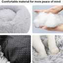 Dog Bed for Small Medium Large Dogs Cats, 20 inch Calming Washable-Round Cozy Soft Pet Bed for Puppy and Kitten with Slip-Resistant Bottom (light grey)